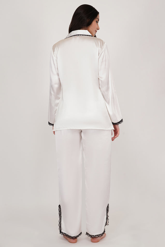 Lacey Me| White Satin Loungewear Set-islay