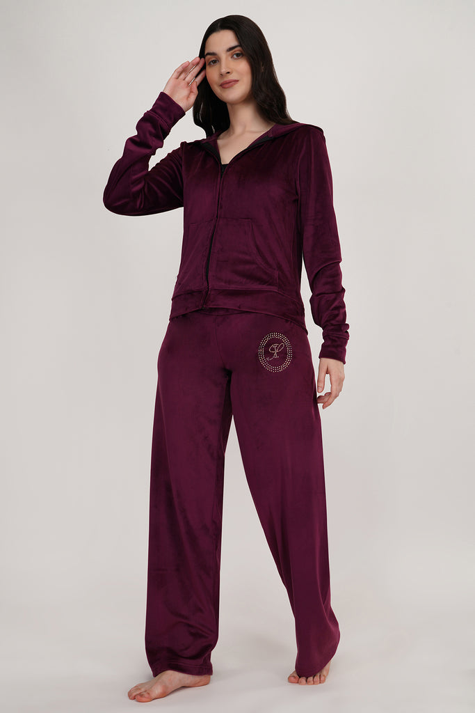 WINE CRYSTAL VELVET TRACKSUIT | VELVET TRACK SUIT - Islay